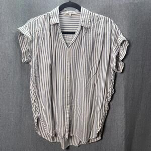 Madewell Women's XS Central Button Up Top Dalton Stripe Short Sleeve